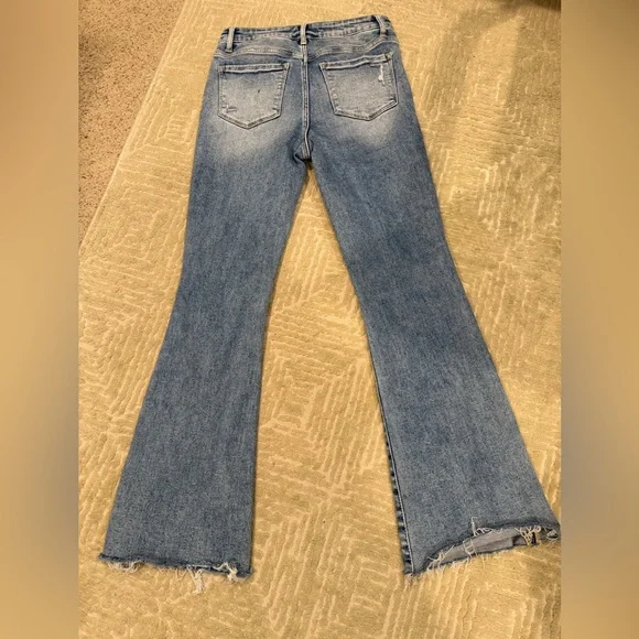 Lovervet by Vervet Distressed Light Blue Flare Jeans - Women size 27 - Picture 3 of 5